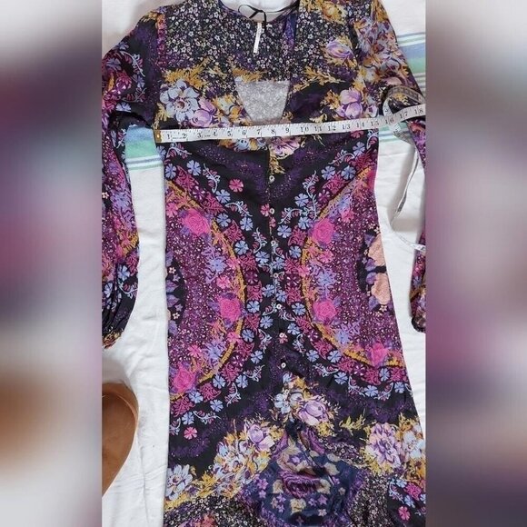 Free People Marais Floral Maxi Tunic Dress Size XS Witchy Boho Fall Festival - Picture 8 of 10